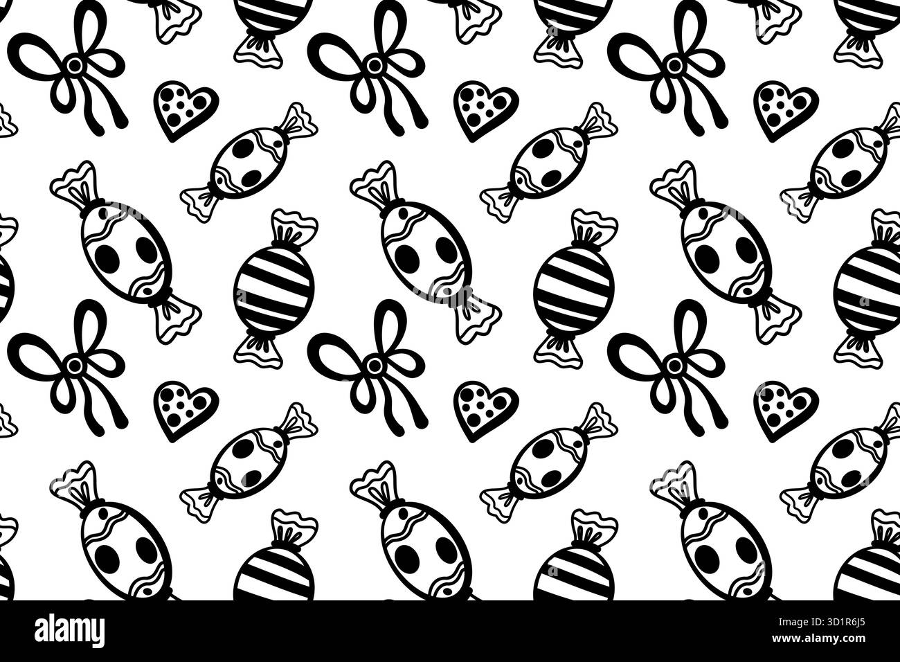 Modèle sans couture de bonbons emballés sucrés. Illustration de doodle dessinée à la main de sucettes. Illustration de Vecteur