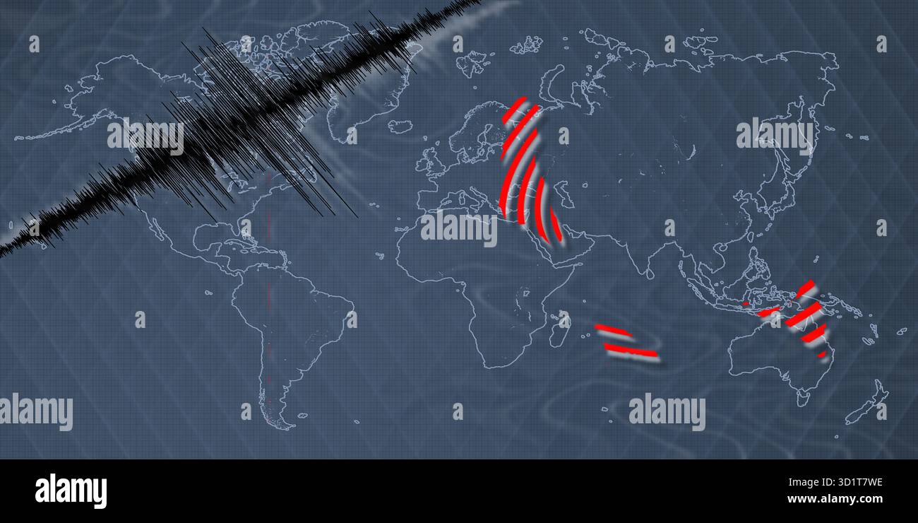 Activité sismique tremblement de terre carte Comores Banque D'Images
