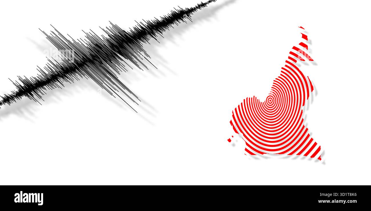 Activité sismique tremblement de terre Cameroun carte échelle de Richter Banque D'Images