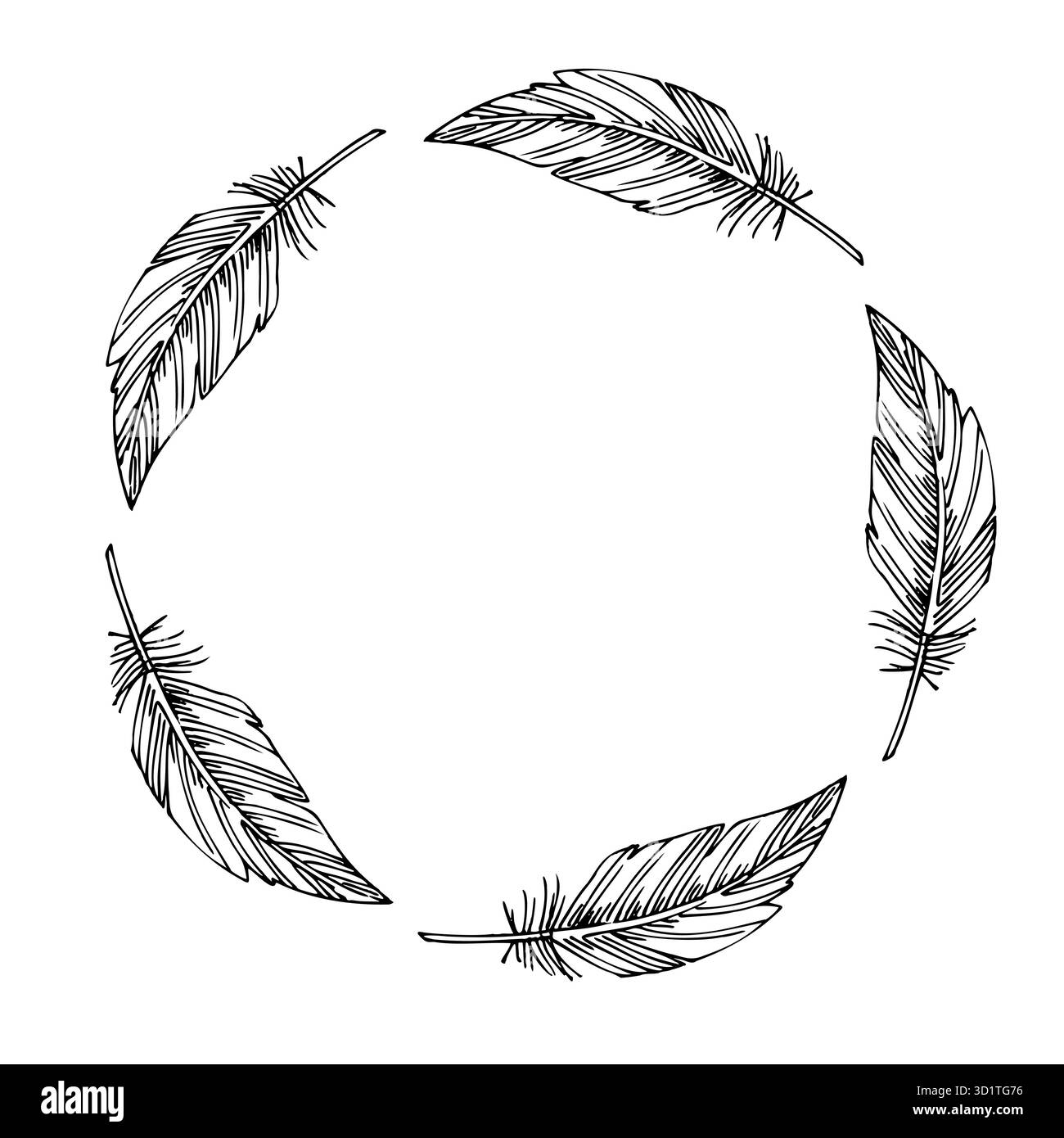 Couronne de plumes. Illustration faite à la main style encre vectorielle. Pour la conception d'emballage, les cartes, la couverture, les impressions, les étiquettes de produits et le tissu. Illustration de Vecteur