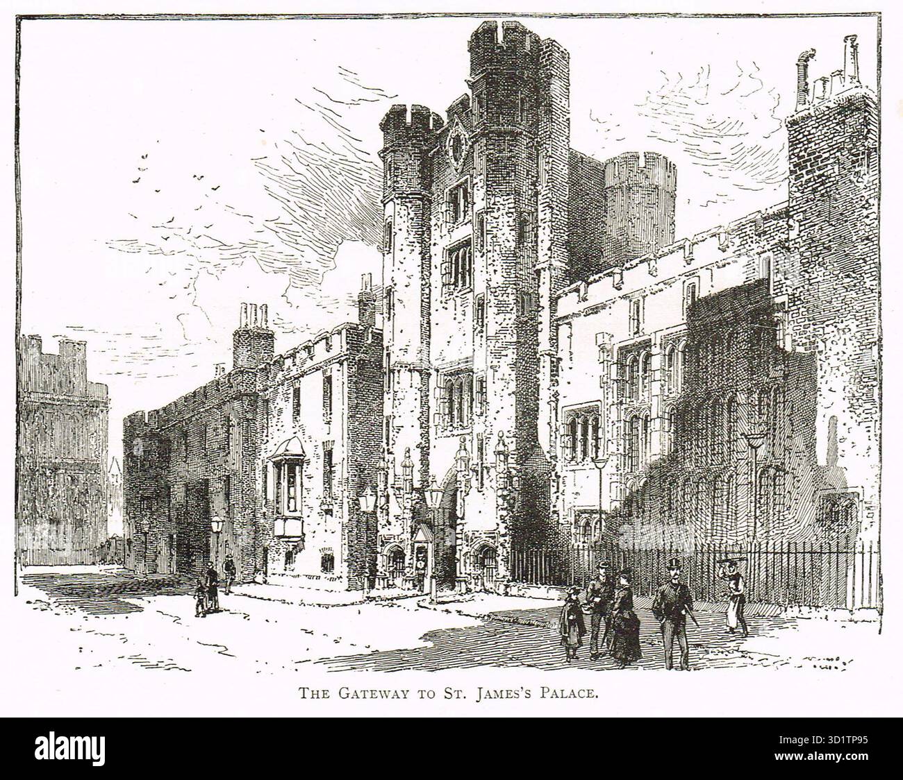 Porte d'entrée du palais St James, Londres, Angleterre au 19ème siècle Banque D'Images