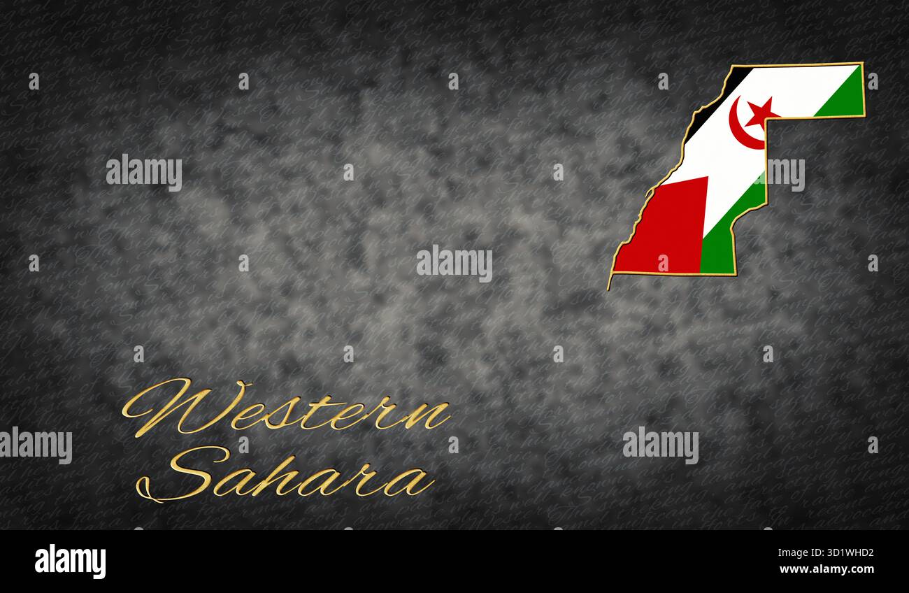 Symboles du Sahara Occidental, carte du Sahara Occidental Banque D'Images