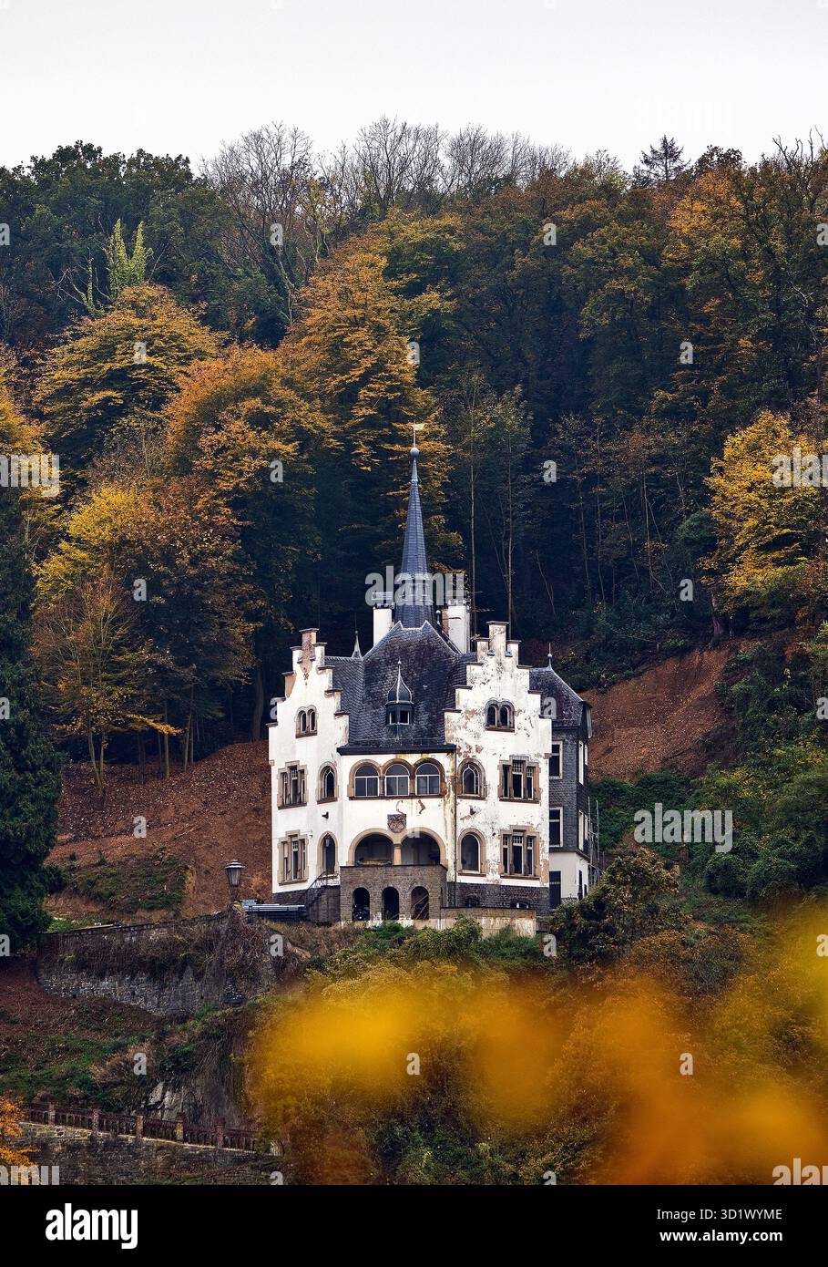 Classé, villa historiciste tardive en automne, Remagen, Rhénanie-Palatinat, Allemagne, Europe Banque D'Images