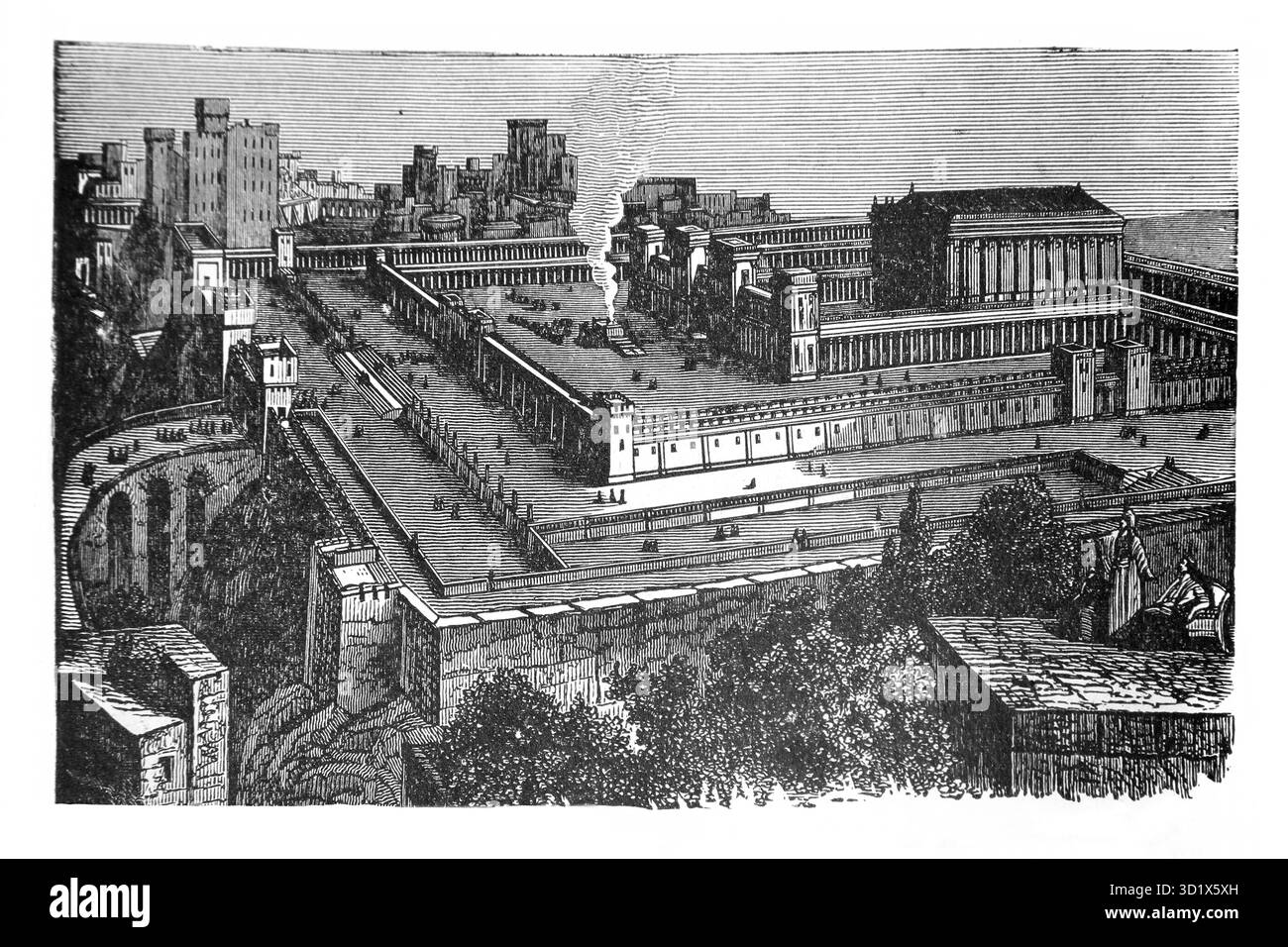 Illustration du Temple de Salomon restauré à partir de 1890 édition de la belle histoire Golden Gems of Religious Thought par J.W.Buel Banque D'Images