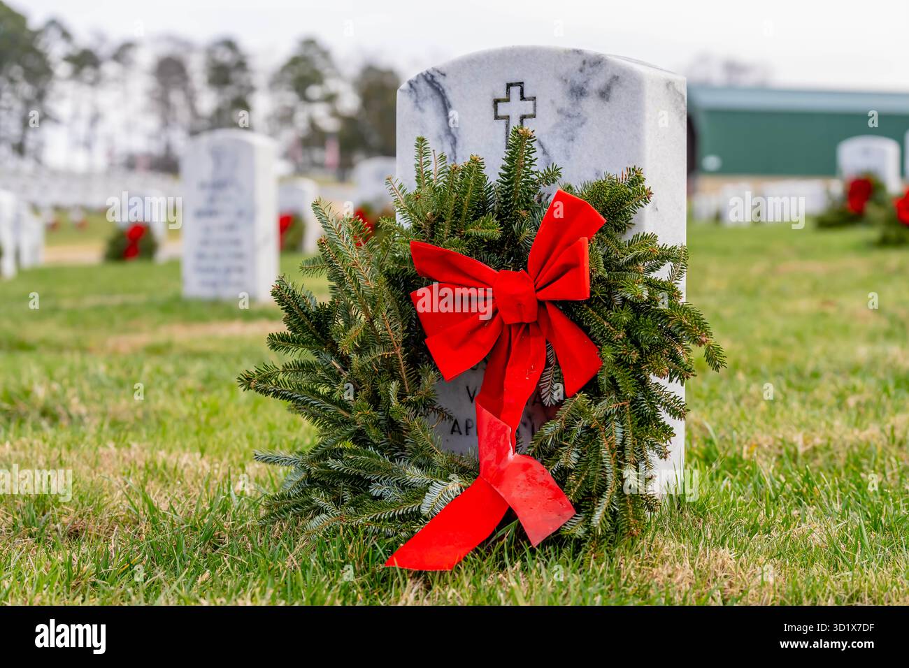 Vue calme sur un cimetière militaire américain célébrant la fierté nationale Banque D'Images