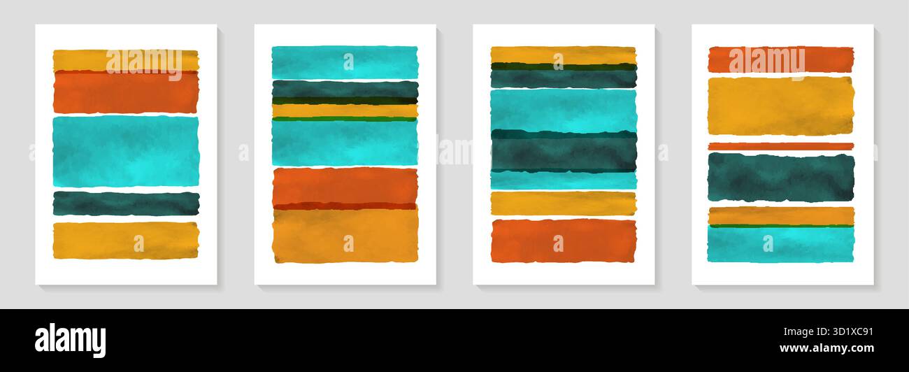 Fond d'art abstrait peint à la main minimaliste créatif avec ligne de teinture d'aquarelle coup de pinceau. Conception pour décoration murale, carte postale, médias sociaux Illustration de Vecteur