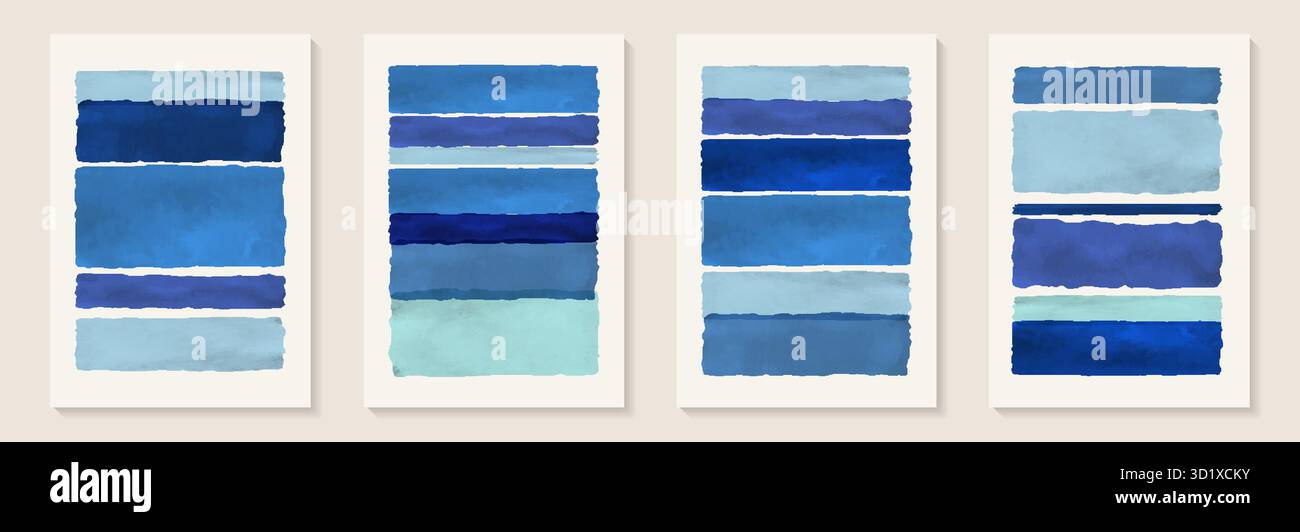 Fond d'art abstrait peint à la main minimaliste créatif avec ligne de teinture d'aquarelle coup de pinceau. Conception pour décoration murale, carte postale, médias sociaux Illustration de Vecteur