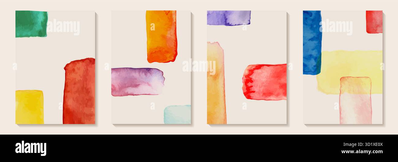 Fond d'art abstrait taches de cercle d'aquarelle, coup de pinceau d'aquarelle. Illustration d'aquarelle texturée colorée bleue, rose, verte, beige Illustration de Vecteur