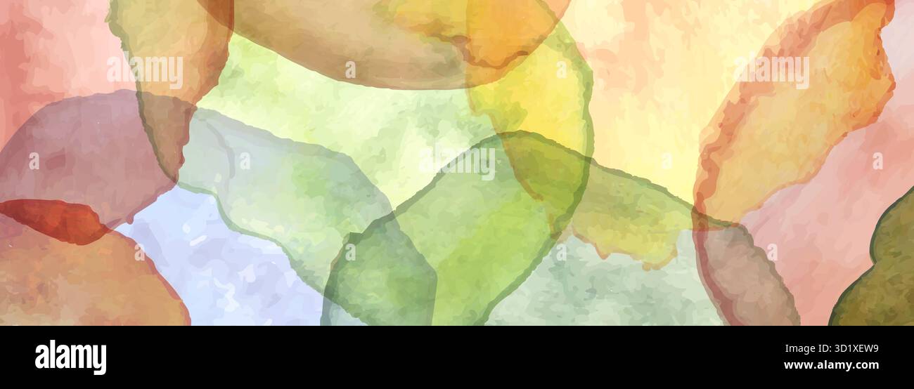 Fond d'art abstrait taches de cercle d'aquarelle, coup de pinceau d'aquarelle. Illustration d'aquarelle texturée colorée bleue, rose, verte, beige Illustration de Vecteur