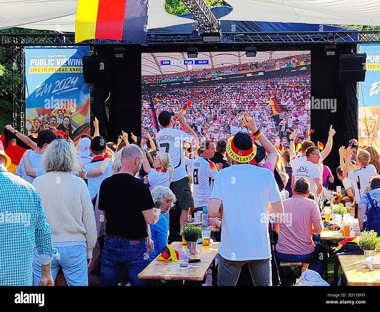 Visionnement public au Championnat d'Europe 2024, Witten, région de la Ruhr, Allemagne, Europe Banque D'Images