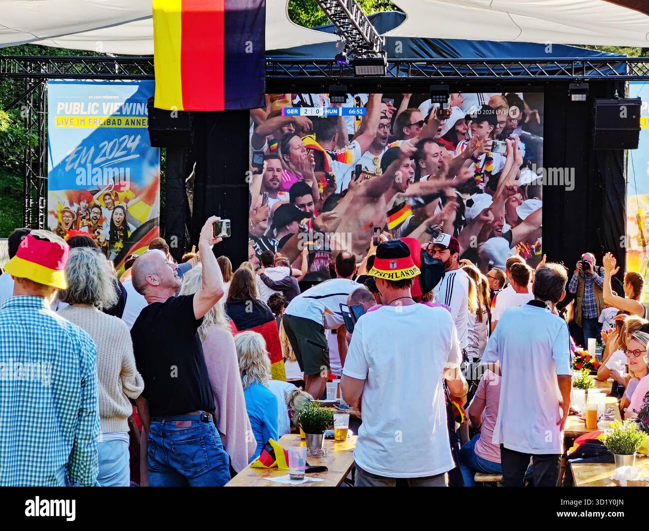 Visionnement public au Championnat d'Europe 2024, Witten, région de la Ruhr, Allemagne, Europe Banque D'Images