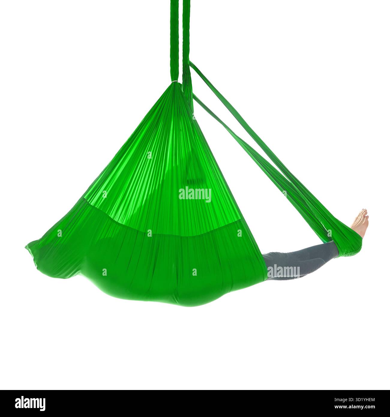 La personne masculine fait l'exercice de classe de yoga hamac. Méditation en palourde aérienne. Entraînement studio débutant Aero. Homme style de vie. Guy entrainant Ze Banque D'Images