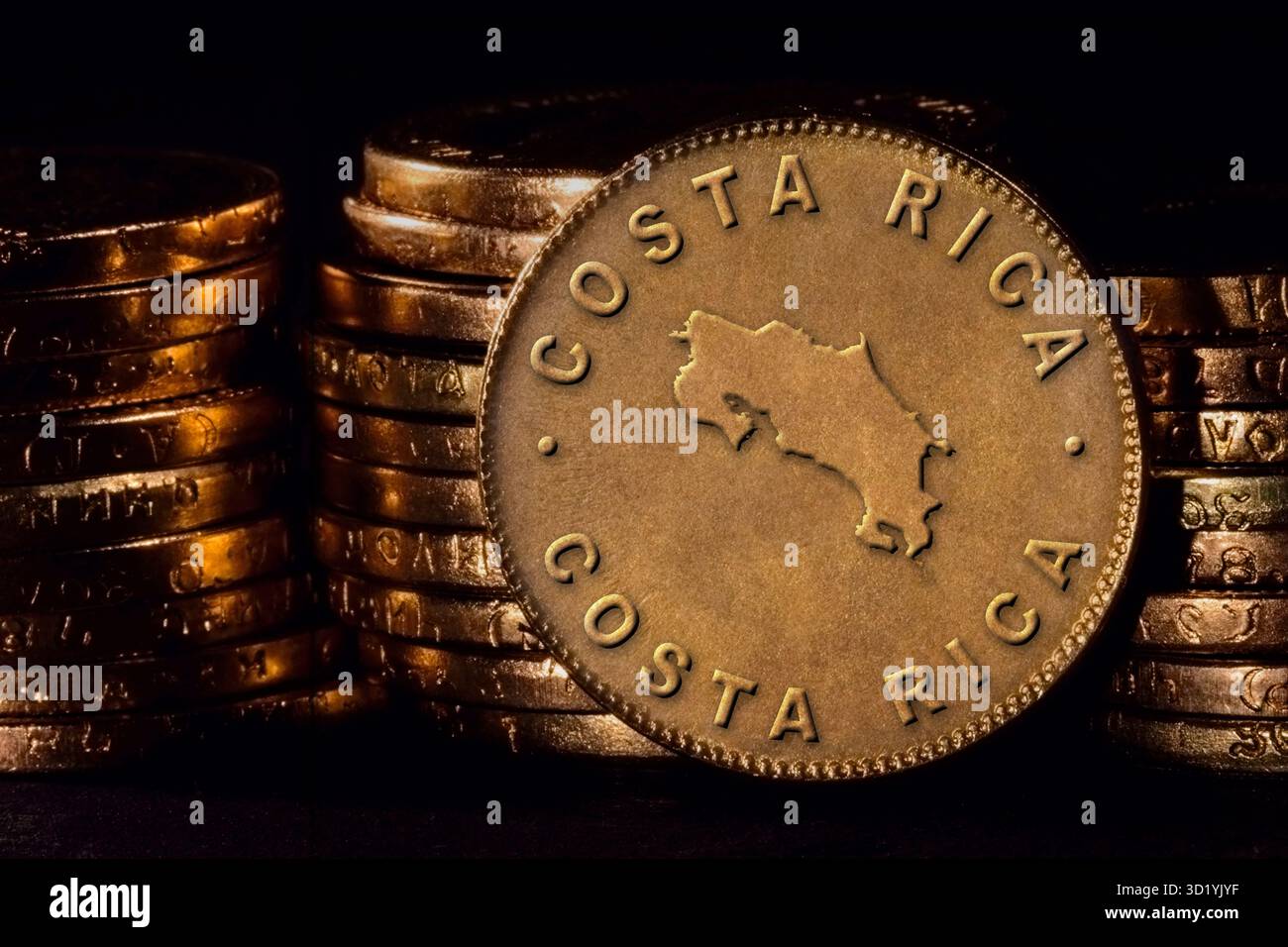 Pièce d'or avec carte du Costa Rica Banque D'Images