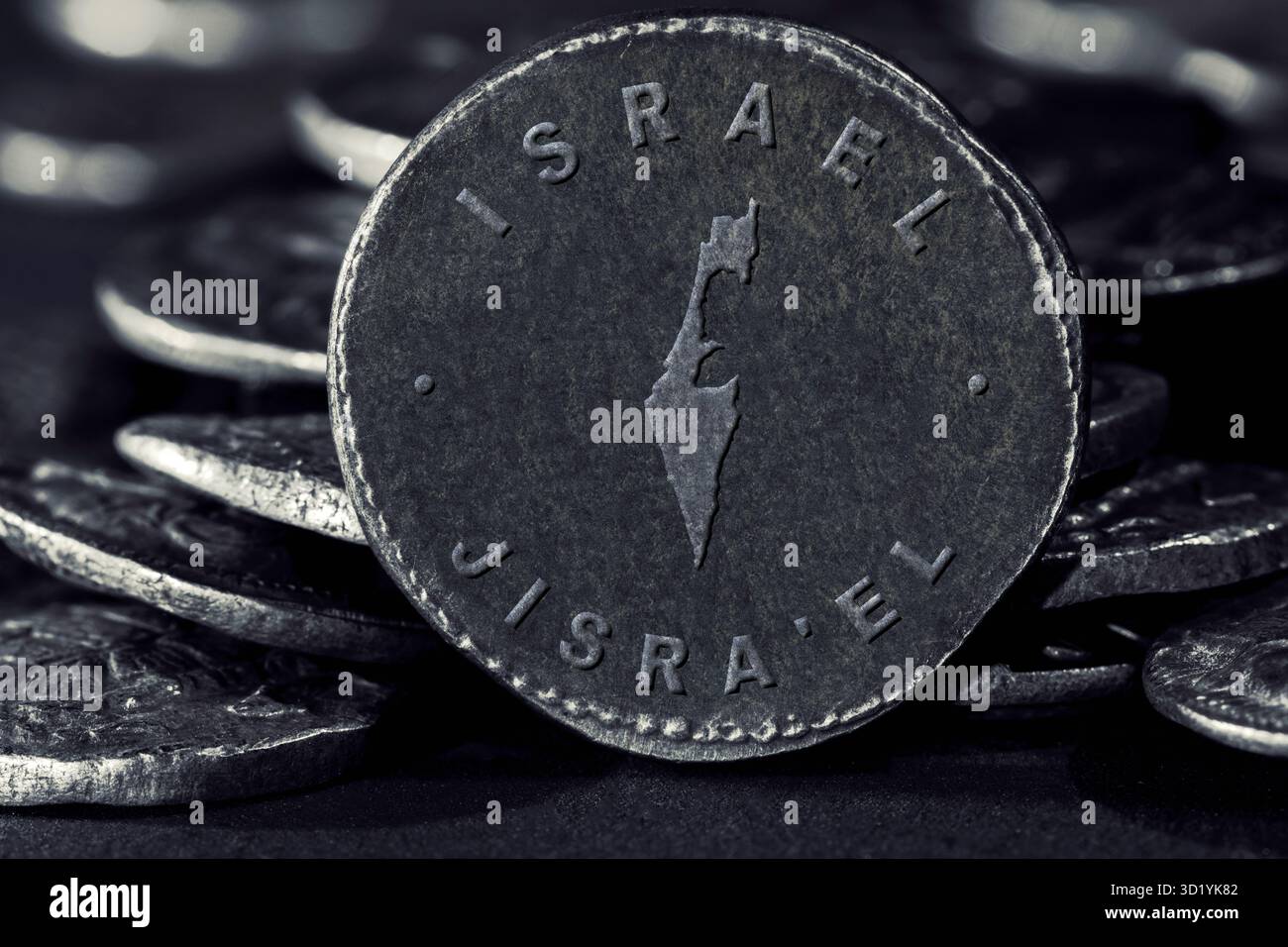 Pièce d'argent avec carte d'Israël Banque D'Images