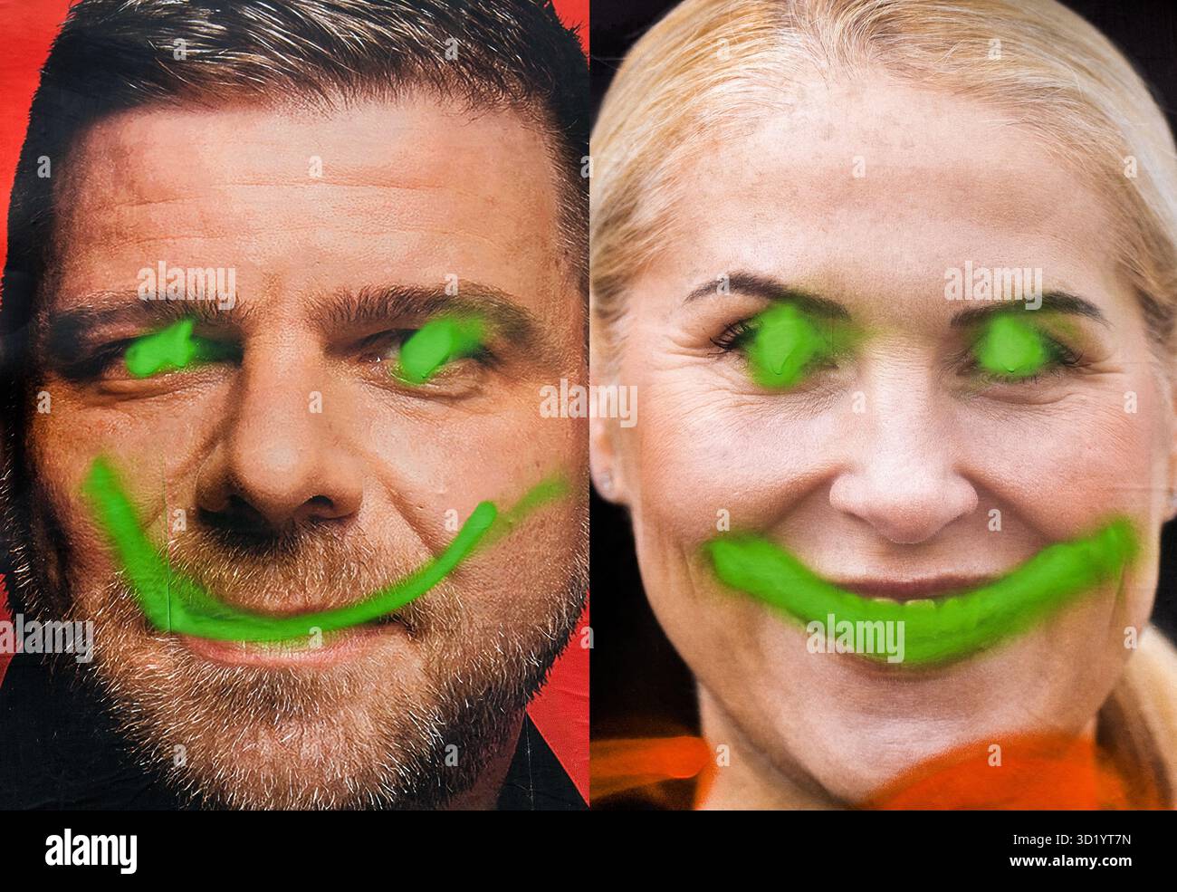 Diffamation, deux grandes affiches pour les élections fédérales avec Axel Echeverria et Katja Strauss-Koester Banque D'Images