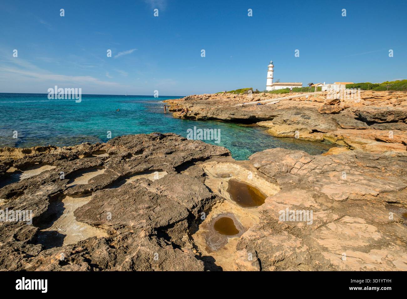 Phare de Punta de las Salinas, Santanyí, Majorque, Îles Baléares, Espagne Banque D'Images