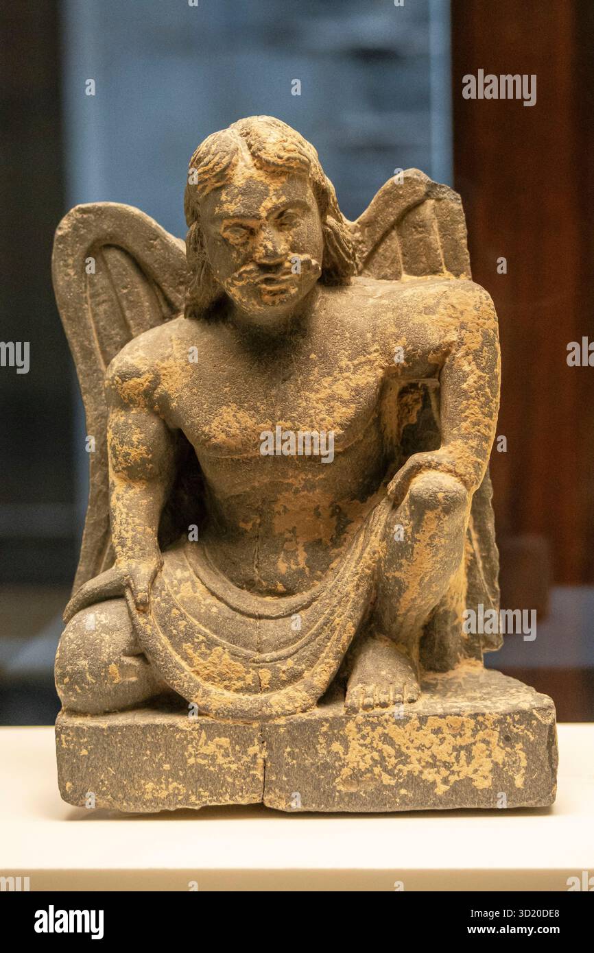 Atlas ailé, Gandhara, Pakistan-Afghanistan, Ier–IIIe siècles, schiste, MuEC, Barcelone, ​​Catalonia, Espagne Banque D'Images