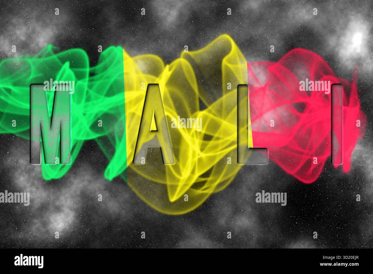 Mali drapeau avec fond étoilé Banque D'Images