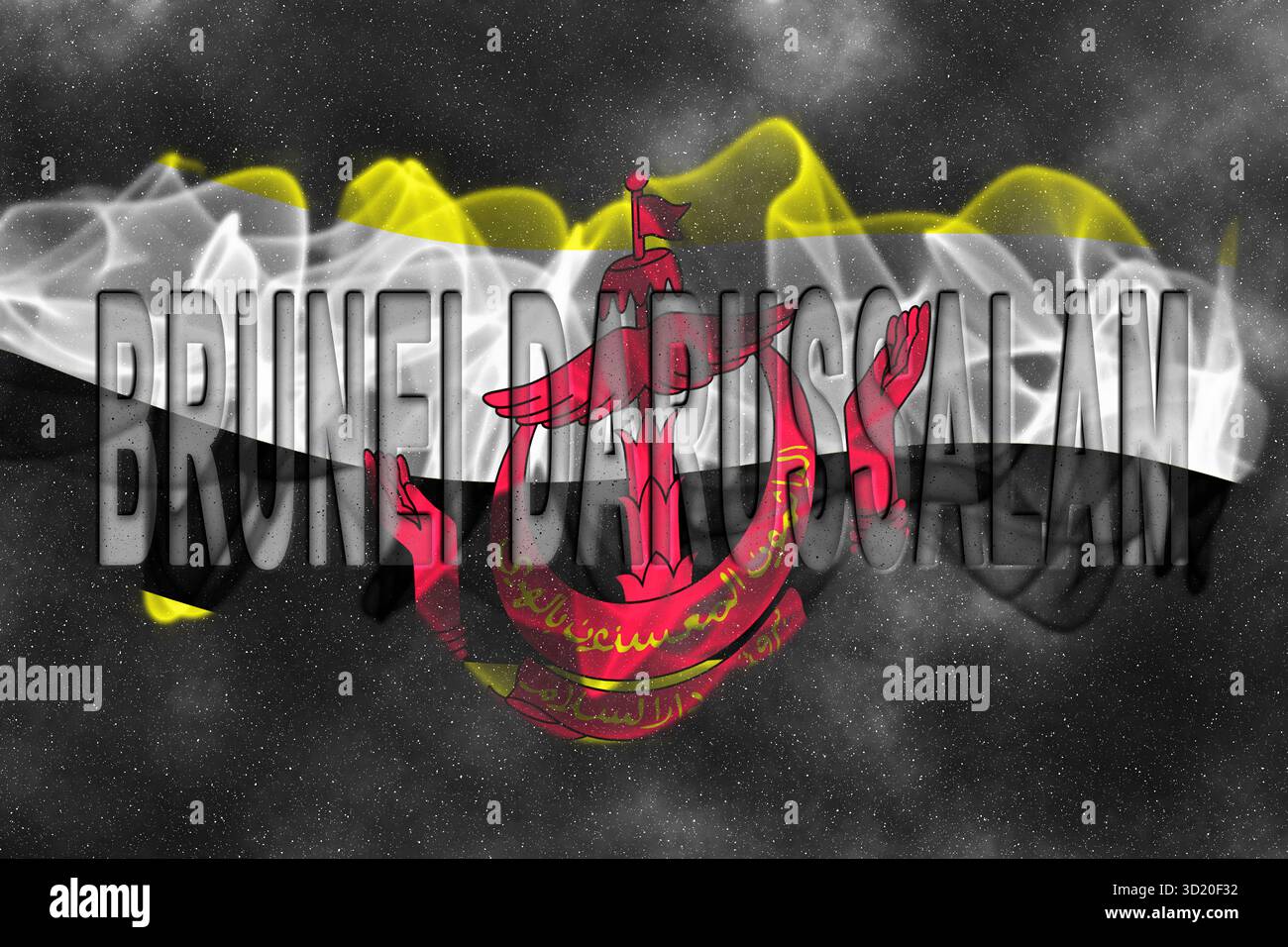 Drapeau de Brunei avec fond étoilé Banque D'Images