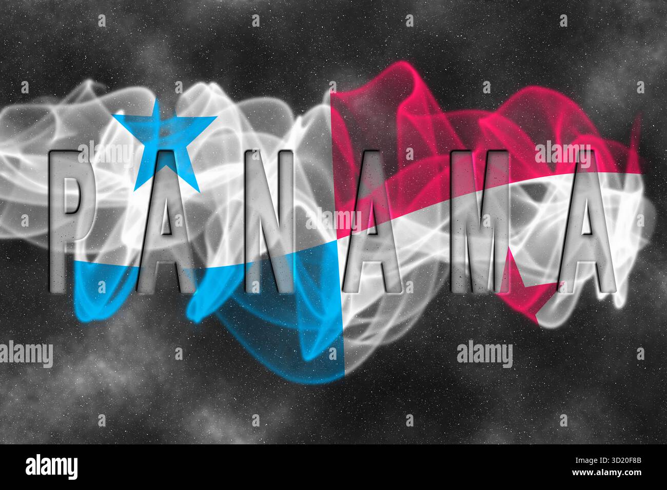 Drapeau Panama avec fond étoilé Banque D'Images