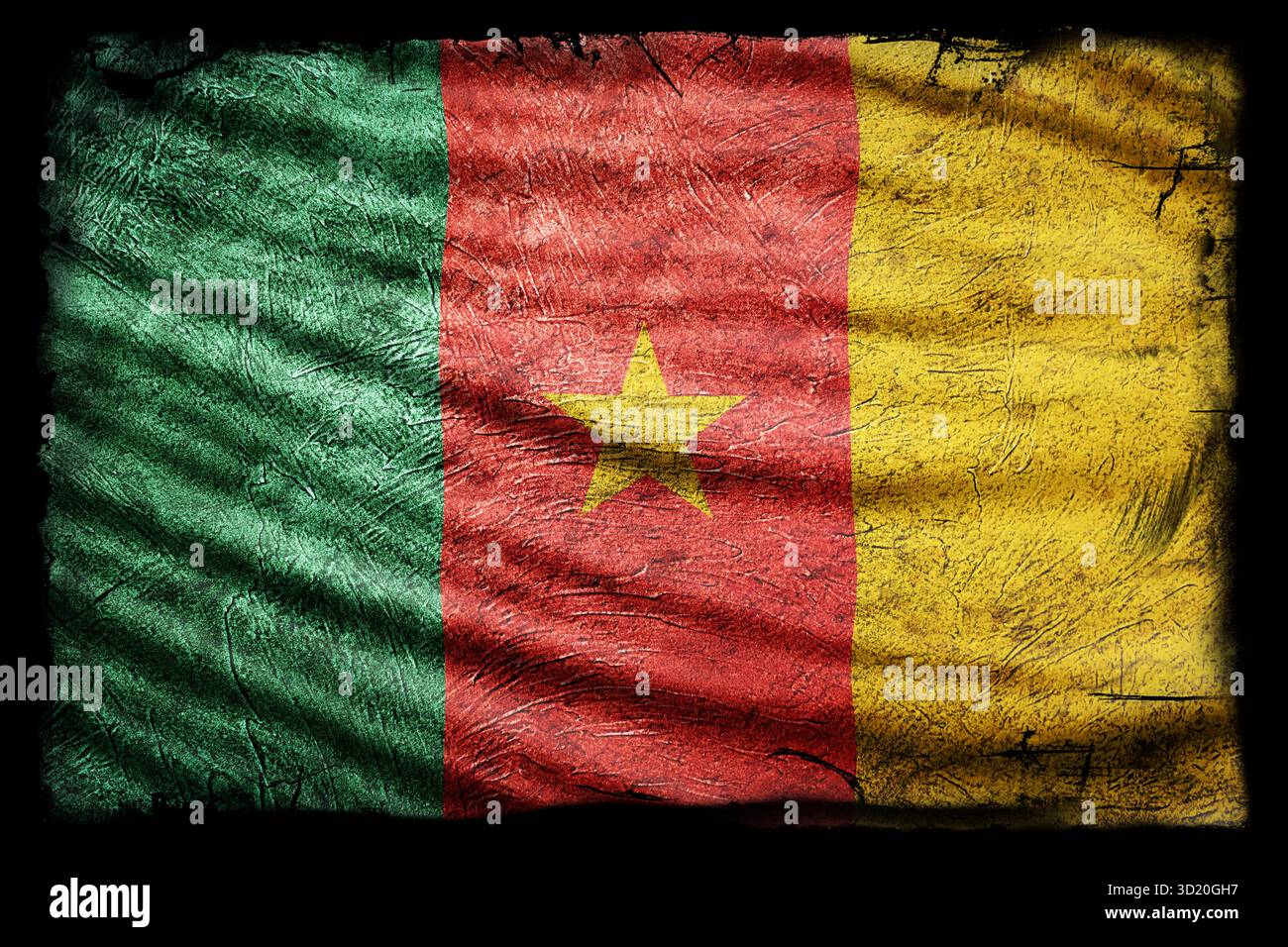 Drapeau Cameroun, fond de texture Grunge Banque D'Images