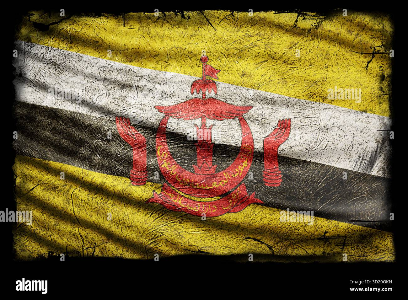 Drapeau Brunei, texture grunge Banque D'Images
