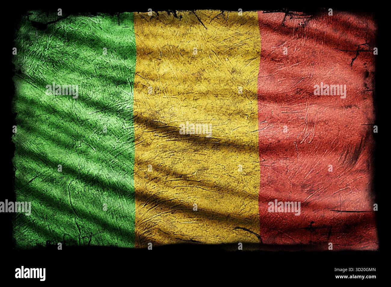 Drapeau Mali, texture grunge Banque D'Images