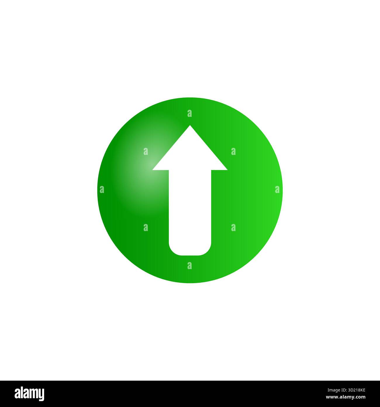 Signe de flèche vers le haut blanc sur vecteur de bouton rond brillant vert isolé sur fond blanc représentant le succès et la croissance de la navigation de direction Illustration de Vecteur