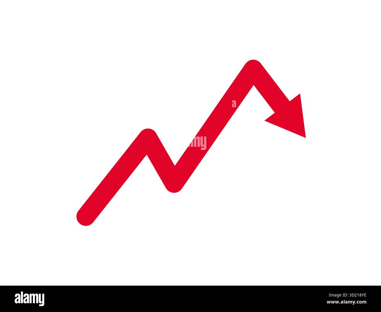 Flèche rouge pointant vers le bas représentant la baisse de perte ou vecteur de tendance négative isolé sur fond blanc parfait pour le marché de graphique d'affaires de finance Illustration de Vecteur