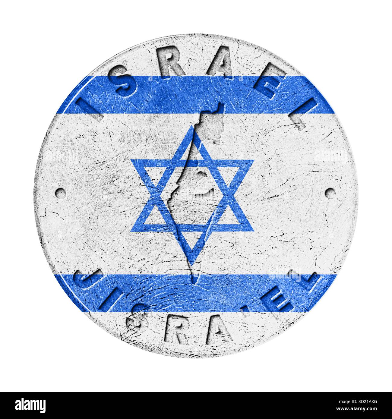 Bouton drapeau Israël avec carte Banque D'Images