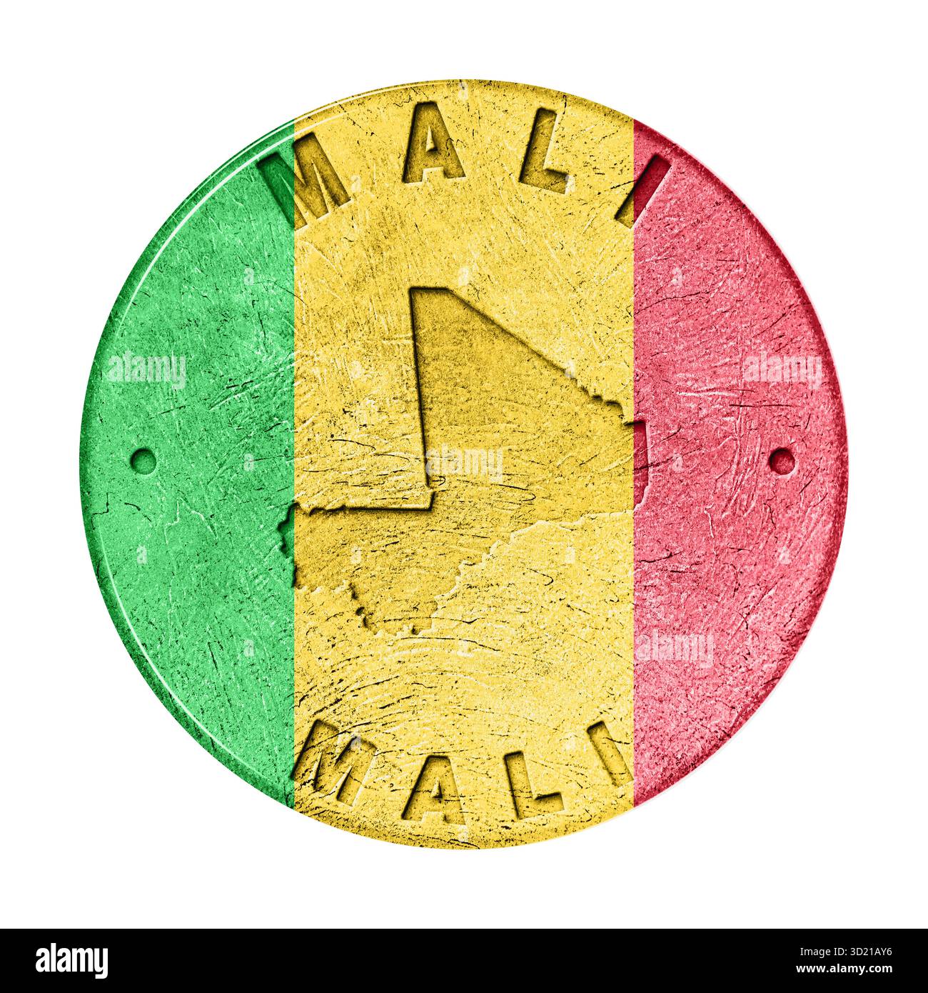 Mali bouton drapeau avec carte Banque D'Images