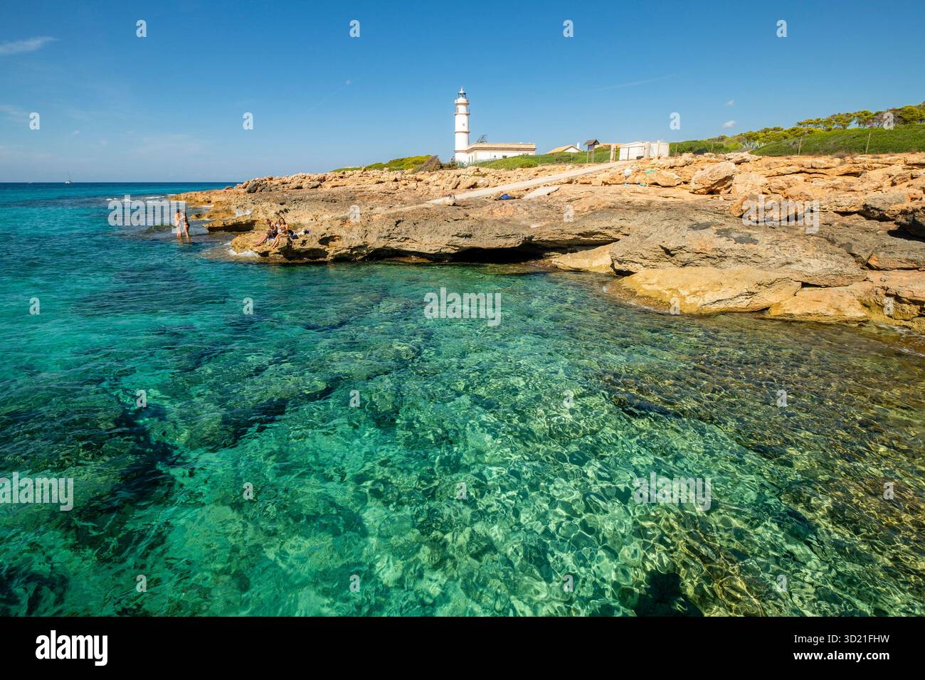 Phare de Punta de las Salinas, Santanyí, Majorque, Îles Baléares, Espagne Banque D'Images
