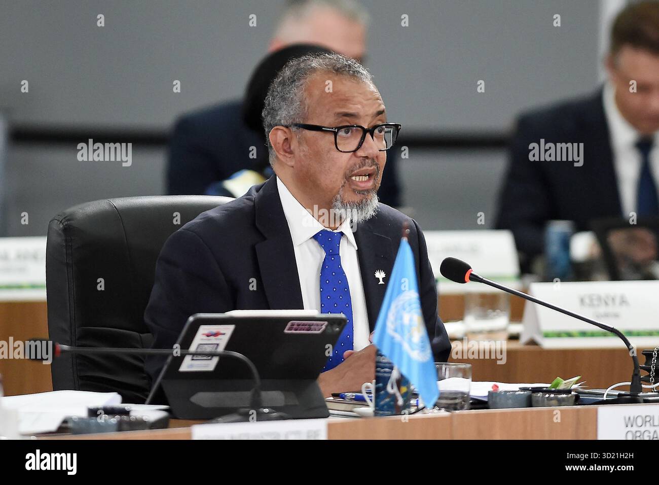 Rio de Janeiro, Brésil, 6 juillet 2025. Directeur général de l'Organisation mondiale de la santé, Tedros Adhanom Ghebreyesus, lors d'une réunion aux BRICS 202 Banque D'Images