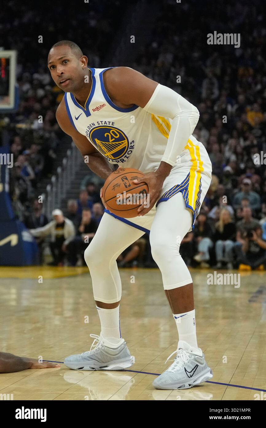 Golden State Warriors center Al Horford (20) during an NBA basketball game against the Los Angeles Clippers in San Francisco, Tuesday, Oct. 28, 2025. (AP Photo/Jeff Chiu) Banque D'Images