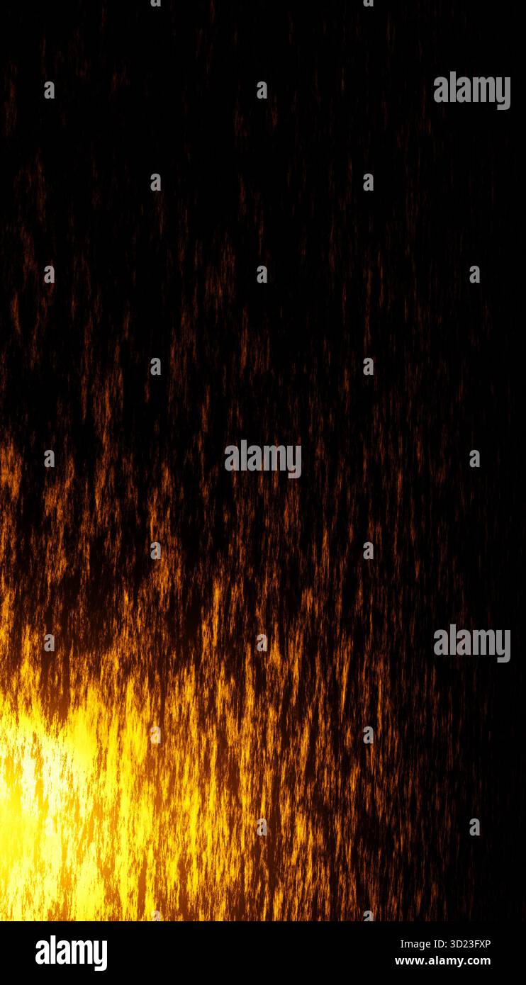 Motif abstrait foncé avec un effet lumineux orange et jaune éclatant. Illustration, rendu Banque D'Images