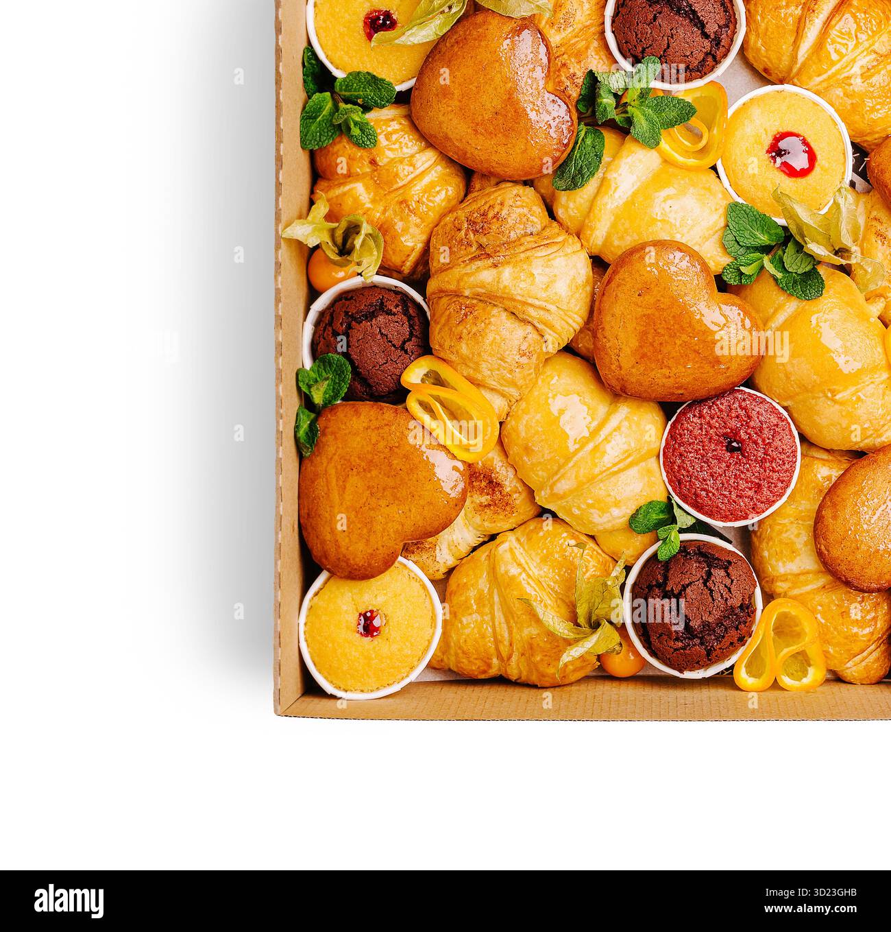 Délicieux assortiment de pâtisseries et desserts dans une boîte à desserts Banque D'Images