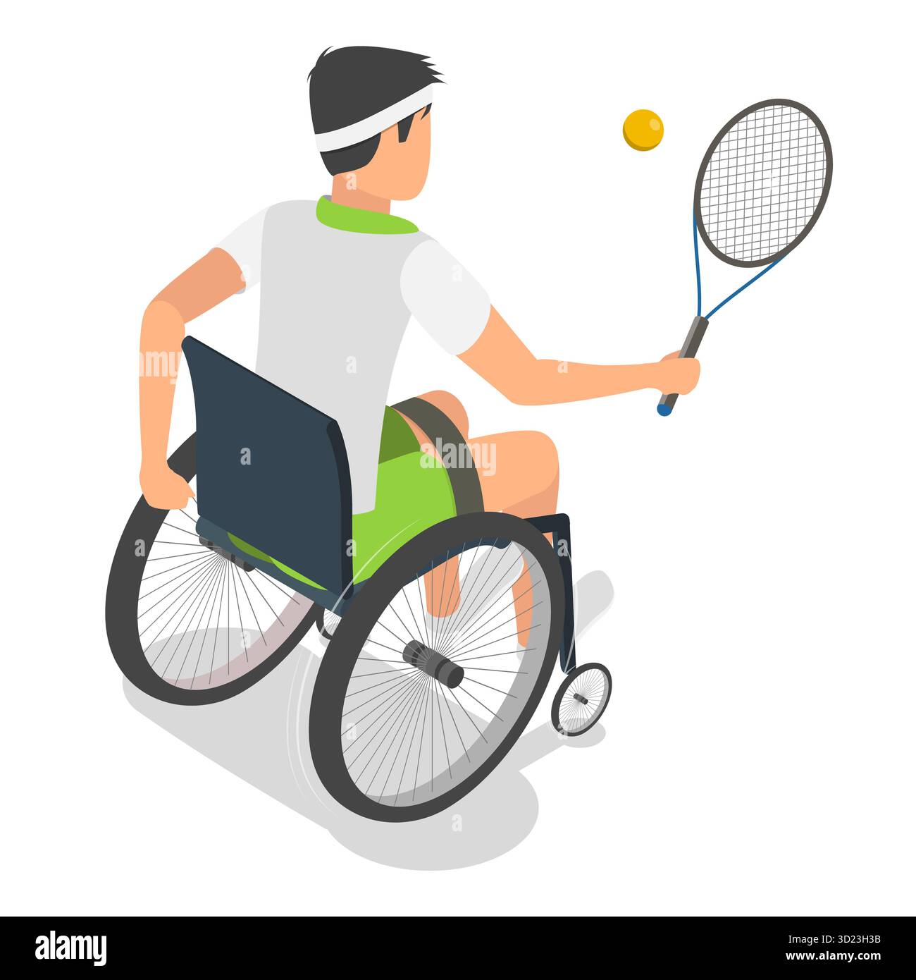 Ensemble plat isométrique 3D de sportifs handicapés, athlètes ayant des handicaps physiques. Point 6 Banque D'Images