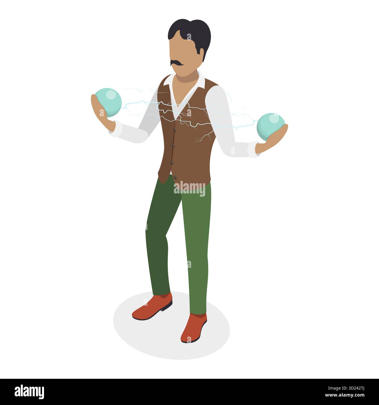 Ensemble plat isométrique 3D de grands scientifiques, personne célèbre dans la science. Point 2 Banque D'Images