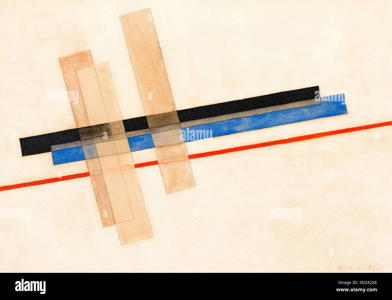 László Moholy Nagy, Komposition, peinture abstraite à la gouache sur encre, 1920-1925 Banque D'Images
