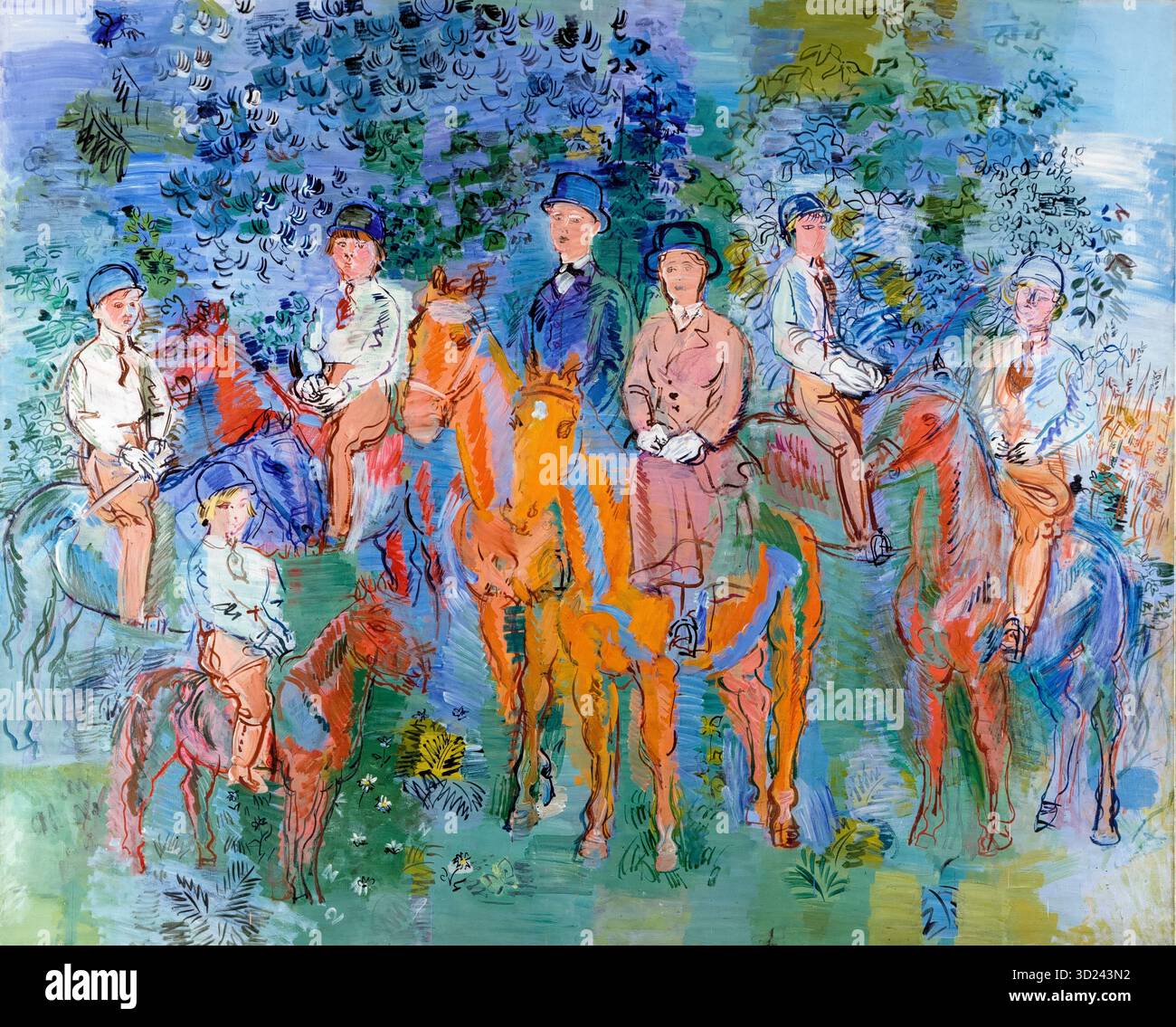 Raoul Dufy, les cavaliers sous bois, portrait équestre à l'huile sur toile, 1931-1932 Banque D'Images