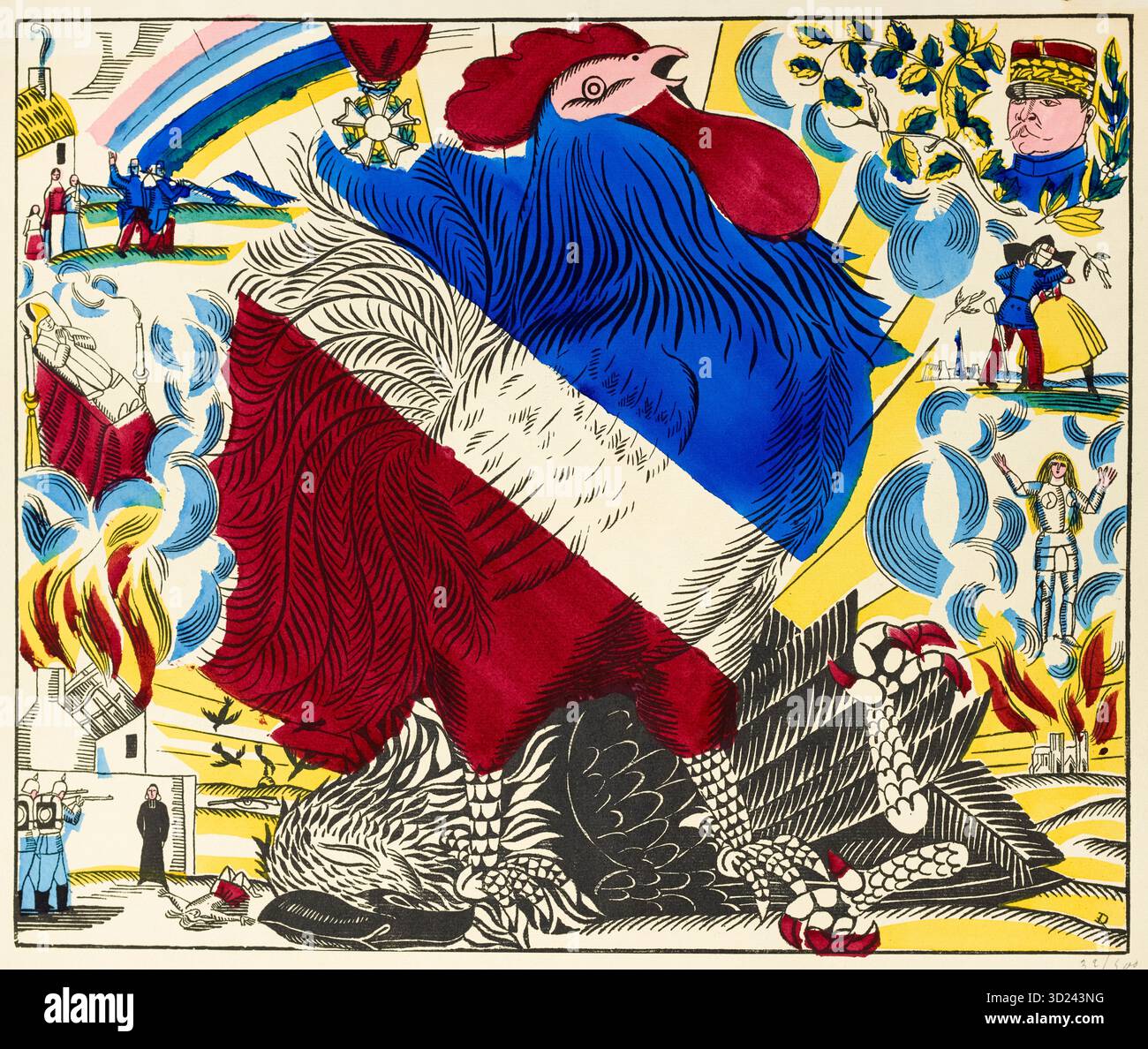 Raoul Dufy, la fin de la Grande Guerre (la fin de la Grande Guerre), gravure sur bois colorée, 1918 Banque D'Images