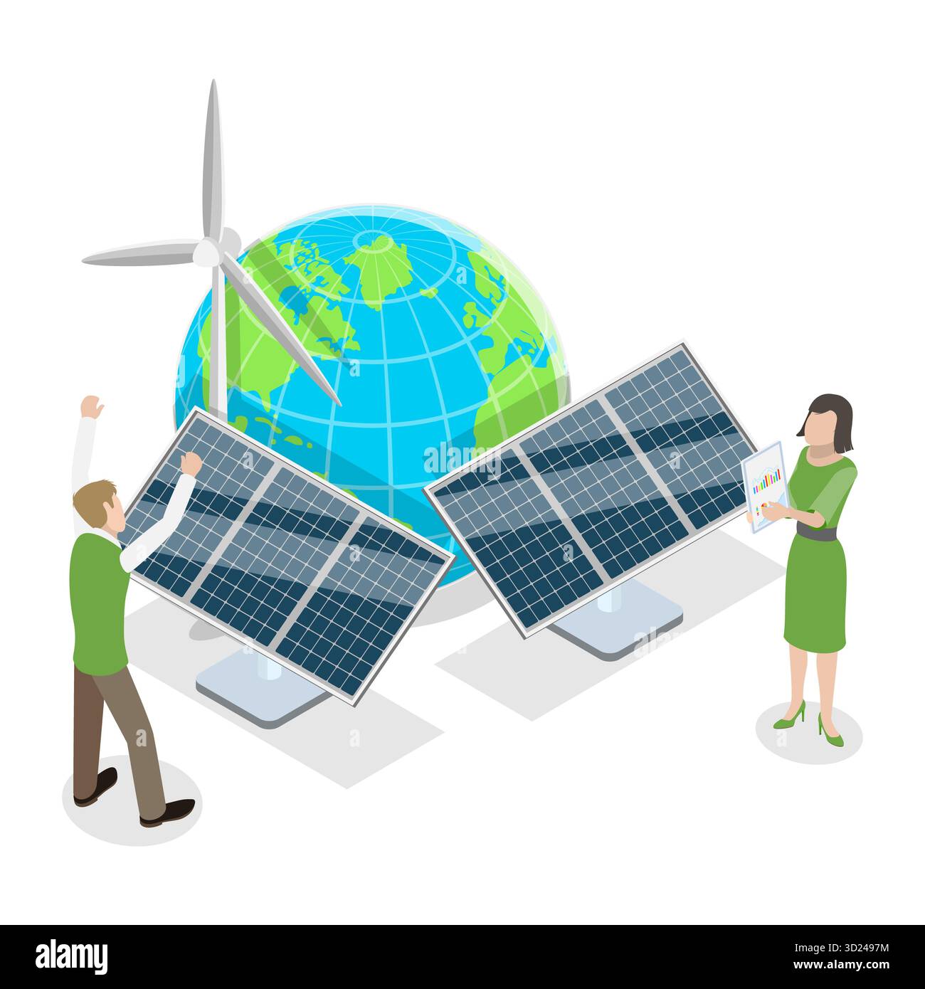 Illustration conceptuelle 3D isométrique plate de l'ESG Banque D'Images