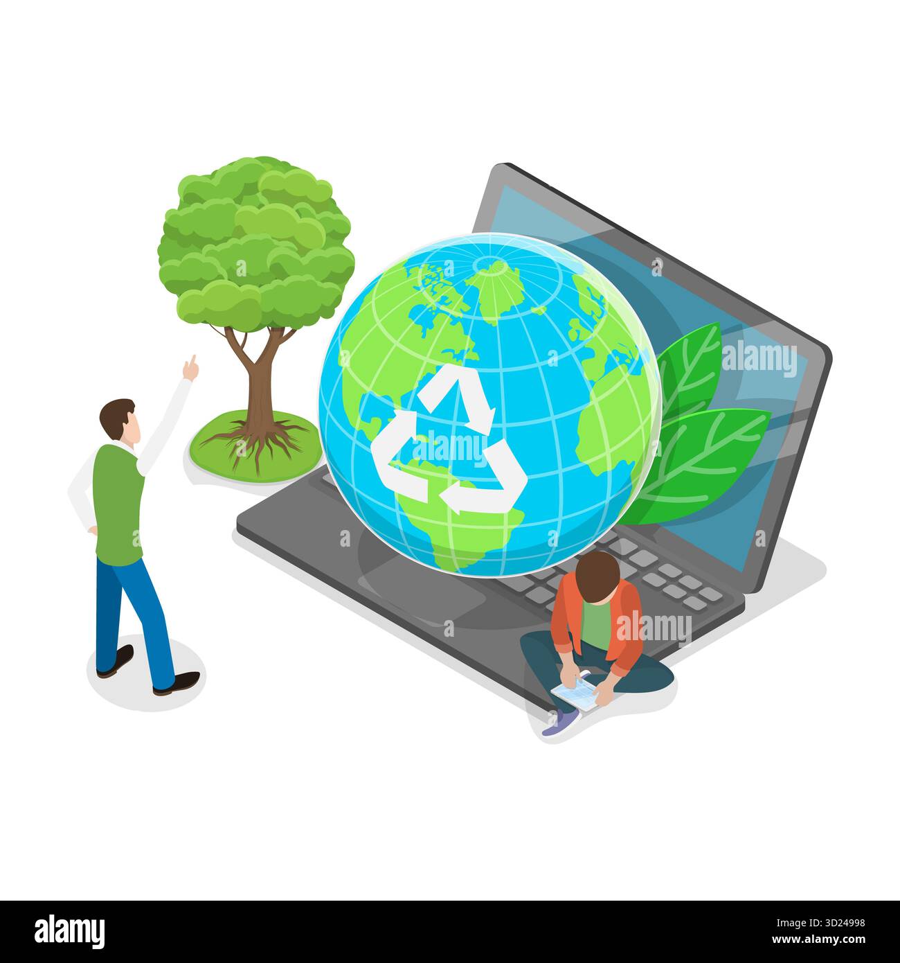 Illustration conceptuelle 3D isométrique plate de l'ESG Banque D'Images