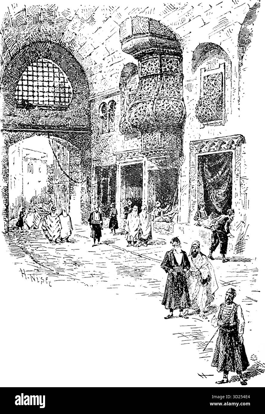 Personnes dans un Bazar turc, Turquie, Asie, illustration historique 1900 Banque D'Images