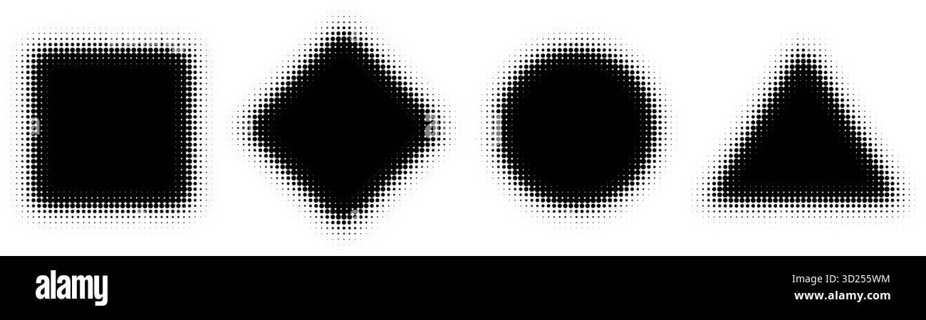 Quatre formes géométriques disposées en rangée avec des points. Illustration vectorielle Illustration de Vecteur