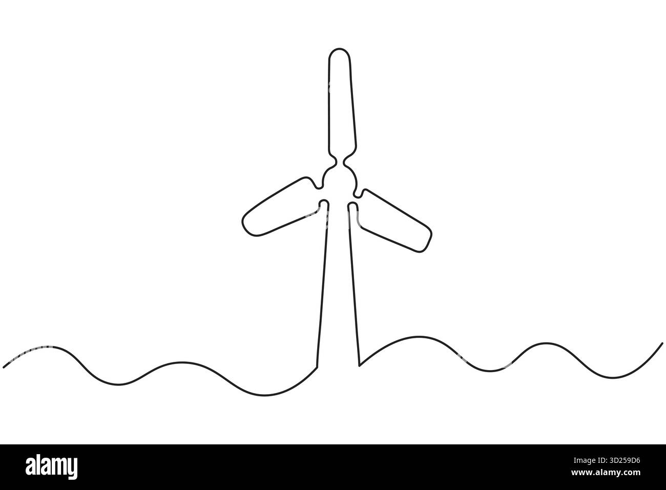 Icône d'éolienne dessin continu d'une ligne illustration vectorielle de style minimaliste Illustration de Vecteur