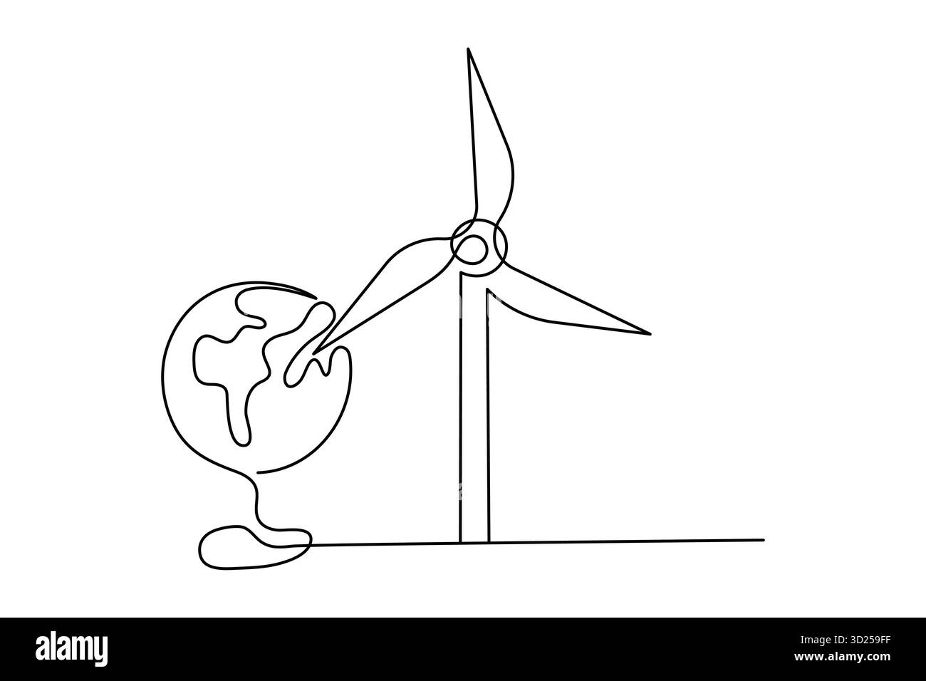 Icône d'éolienne dessin continu d'une ligne illustration vectorielle de style minimaliste Illustration de Vecteur