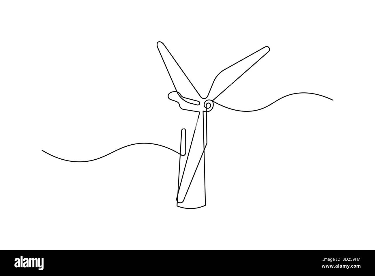 Icône d'éolienne dessin continu d'une ligne illustration vectorielle de style minimaliste Illustration de Vecteur