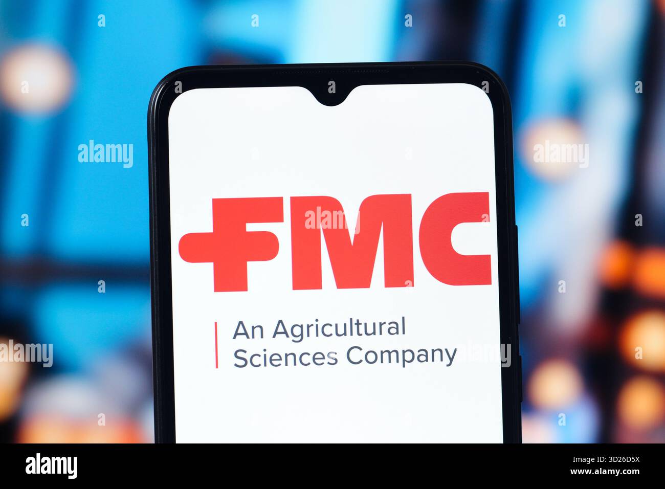 Dans cette illustration photo, le logo de FMC Corporation est affiché sur l'écran d'un smartphone. Banque D'Images