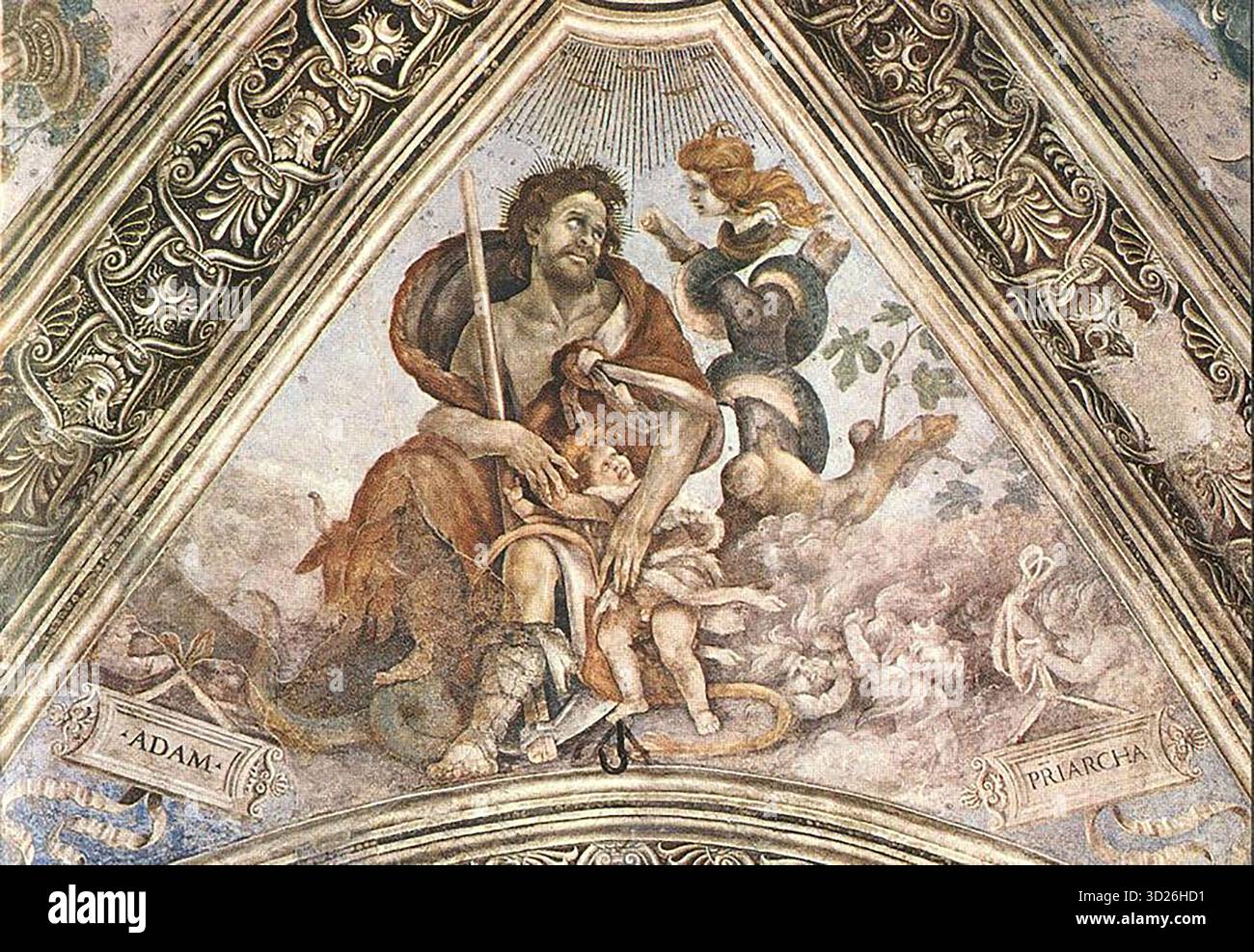 LIPPI, Filippino (né vers 1457, Prato, d. 1504, Firenze) Adam 1487-1502 Fresco Chapelle Strozzi, Santa Maria Novella, Florence la chapelle de Filippo Strozzi dans la S. Maria Novella à Florence est dédiée aux apôtres Philippe et Jacques (anciennement à Saint Jean l'évangéliste). La chapelle appartenait à la famille Boni et en 1486 a été cédée à Filippo Strozzi l'ancien, dont le nom est lié à la construction du célèbre palais Strozzi. Toute la décoration de la chapelle est de Filippino Lippi. La fresque représentant Adam est dans la voûte. --- mots-clés : ------------- Auteur : LIPPI, fi Banque D'Images